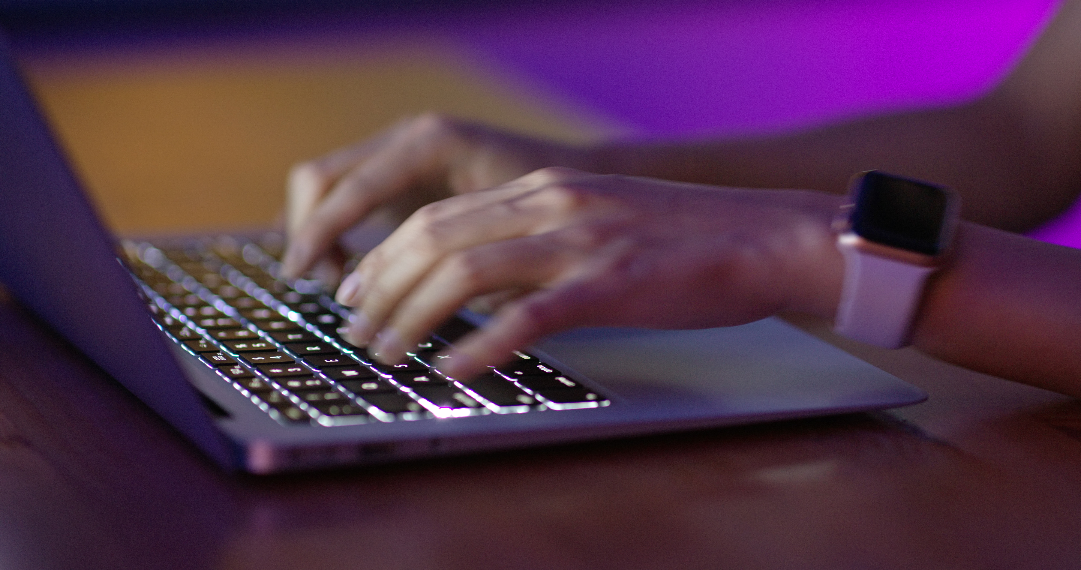 Type on laptop computer